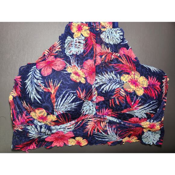 PINK Victoria's Secret Tropical Floral Lace High Neck Bralette - Picture 2 of 11